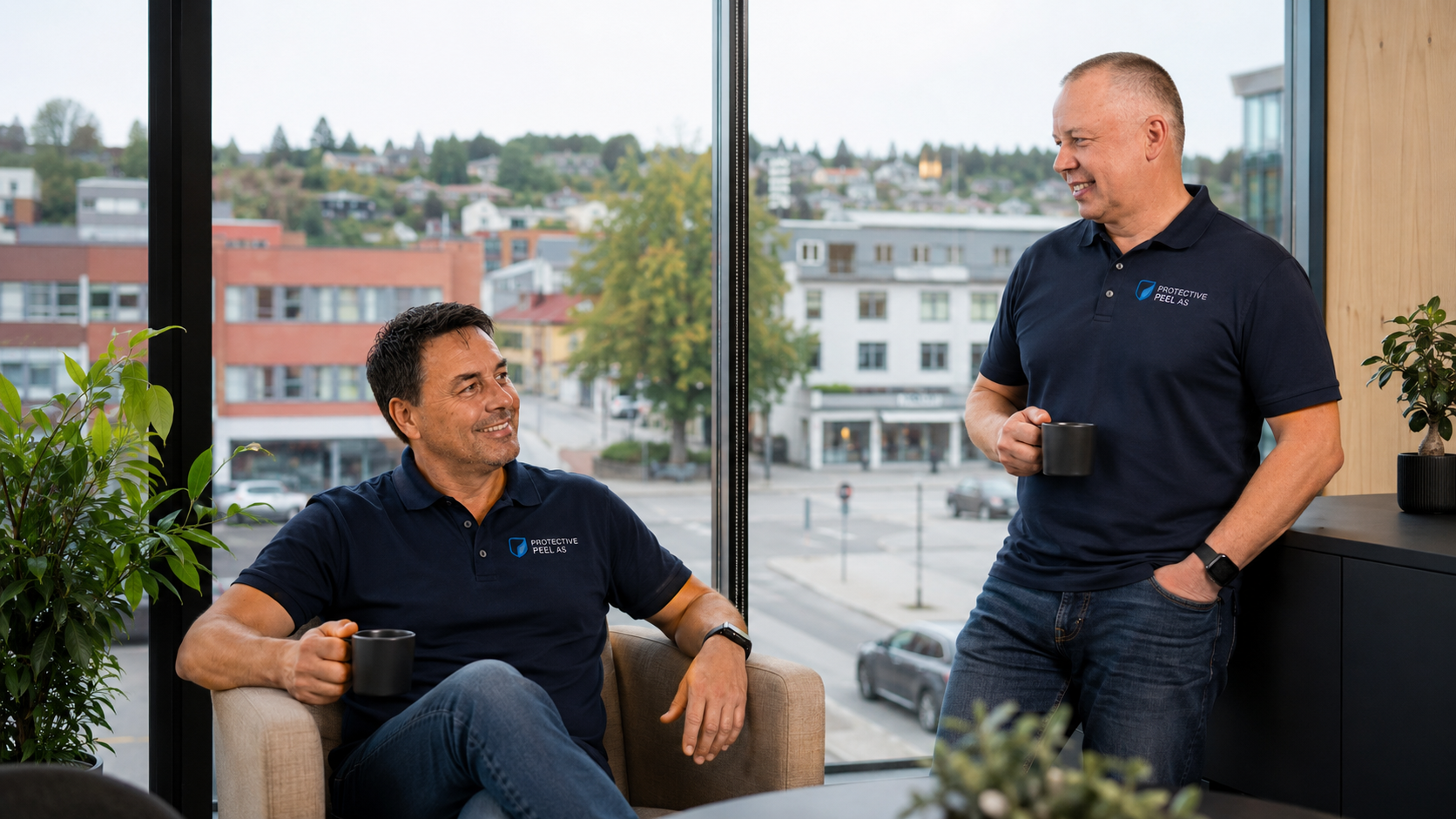 Erik Fuglset og David Twilley, eiere av Protective Peel AS